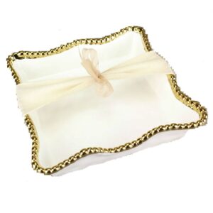 Pampa Bay White and Gold Cocktail Napkin Holder CER-2213-WG