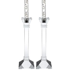Two crystal candle holders