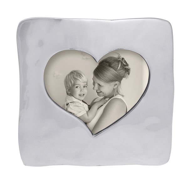 Silver square frame with heart cutout