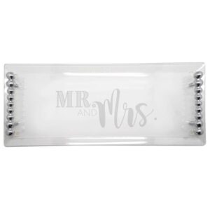 Mariposa MR MRS Pearled Handle Acrylic Tray