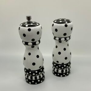 Black & White Hand Painted Salt & Pepper Mill