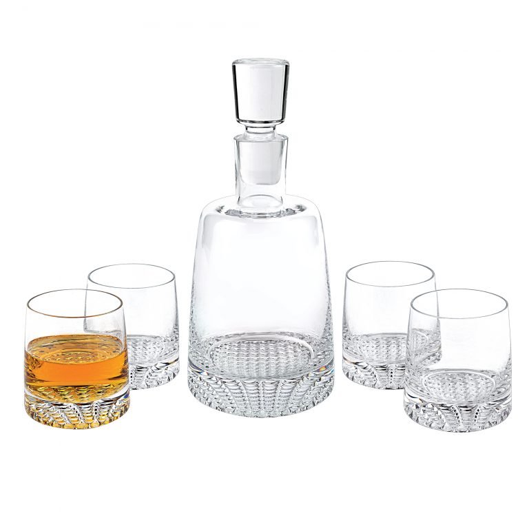 Badash Crystal Park Avenue European Mouth Blown 5 Piece Whiskey Set ...