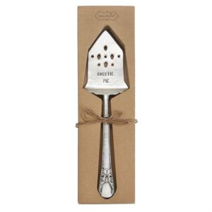 Silver house shaped pie serving utensil in box