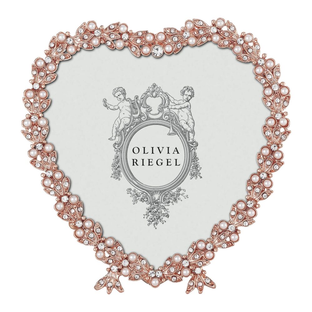 Rose gold heart frame with pearls and crystals