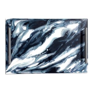 Lynn & Liana Lucite Tray Navy White Metallic