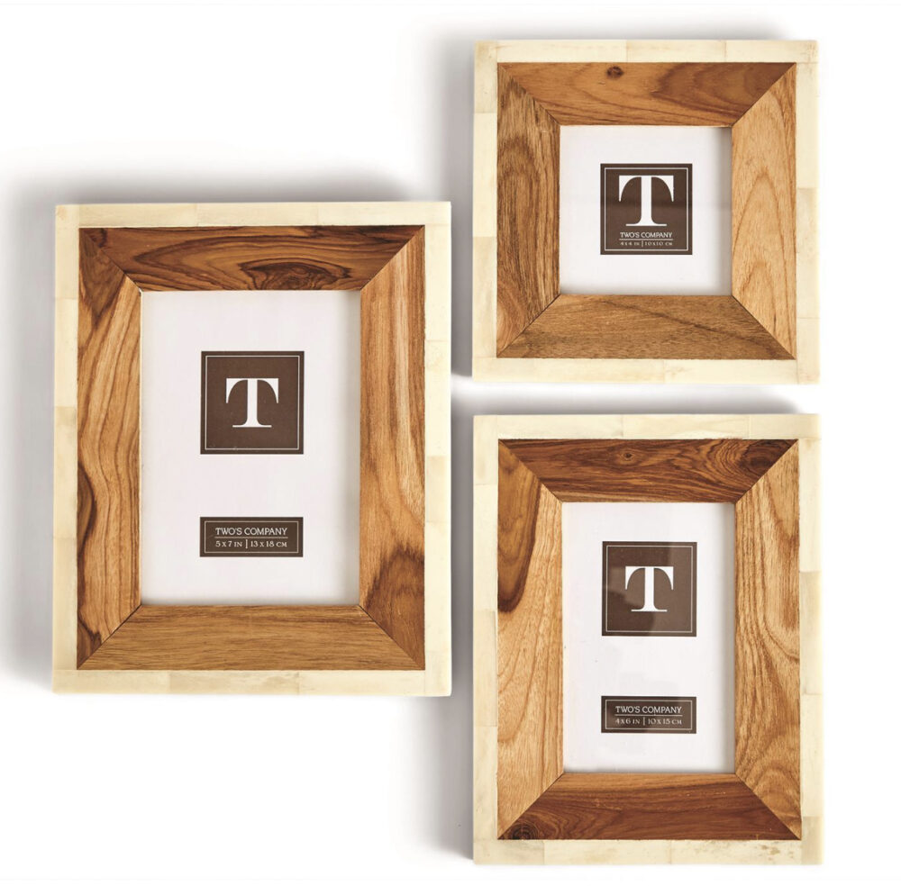 Two's Company Wood & Bone Frame 4x6 - Lifestyles Giftware