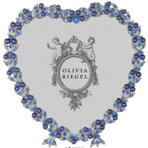 Olivia Riegel Silver Contessa Heart Frame 3.5 with Sapphire Stones and Blue Pearls