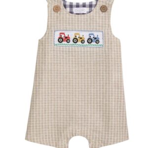 Mud Pie Smocked Tractor Jon Jon 9-12mo