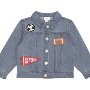 Mud Pie Sports Denim Patch Jacket 4-5T