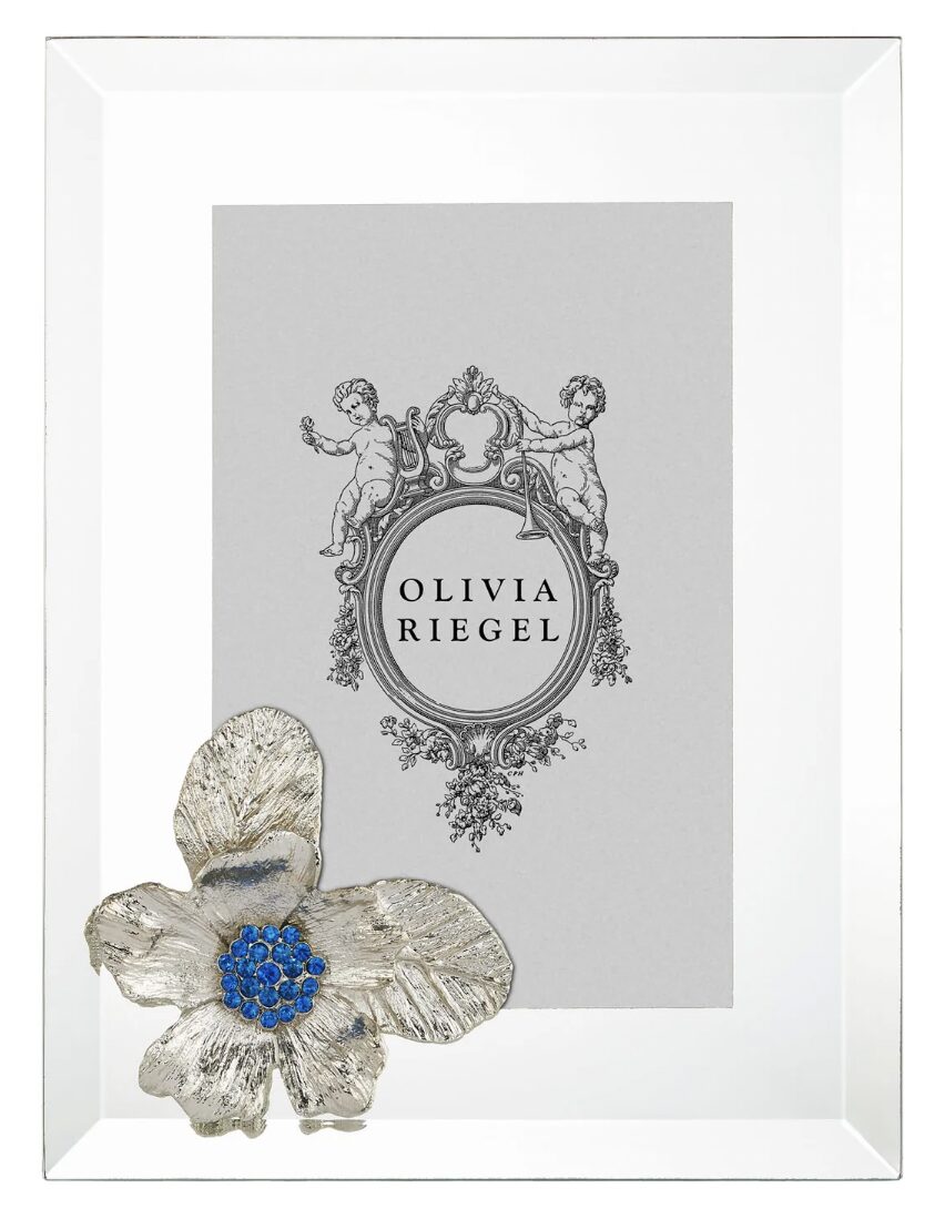Olivia Riegel Silver Botanica Frame 4×6 with Capri Blue Stones