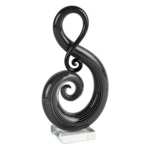 Badash Crystal Black And White Murano StyleArt Glass Note 11 inch - J405