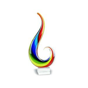 Badash Crystal Rainbow Note Murano Style Art Glass 12 inch Centerpiece - J428